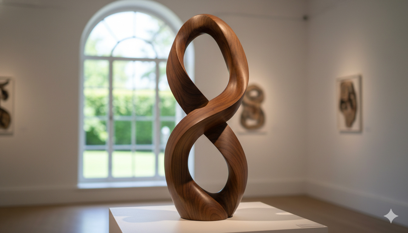 Handcrafted wooden sculpture with organic shapes