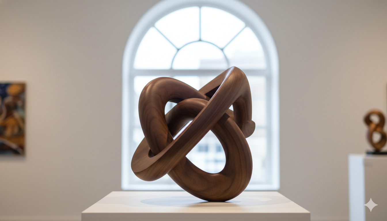 Handcrafted wooden sculpture with organic shapes